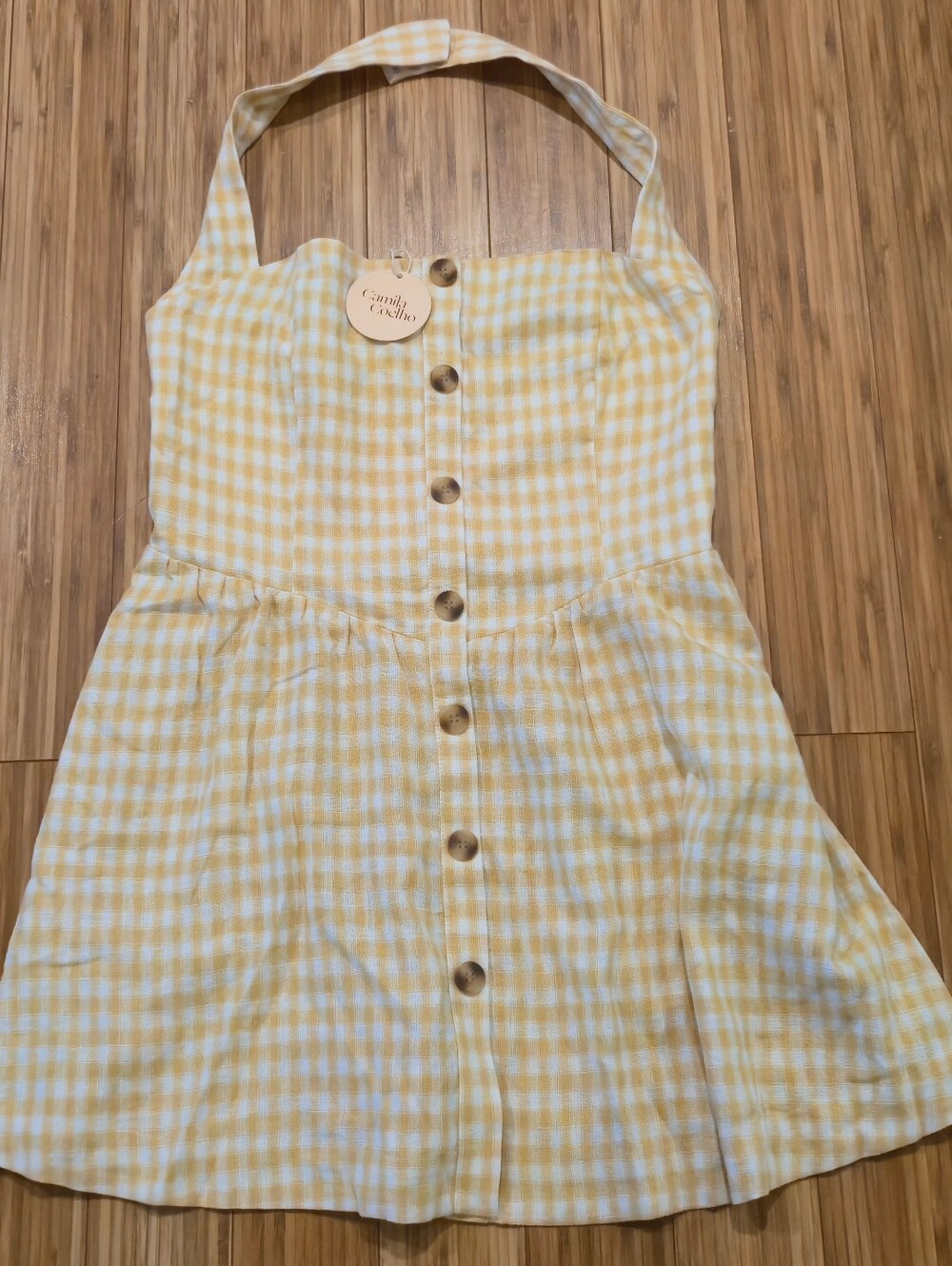 Camila Coelho Gingham Halter Sundress - Yellow